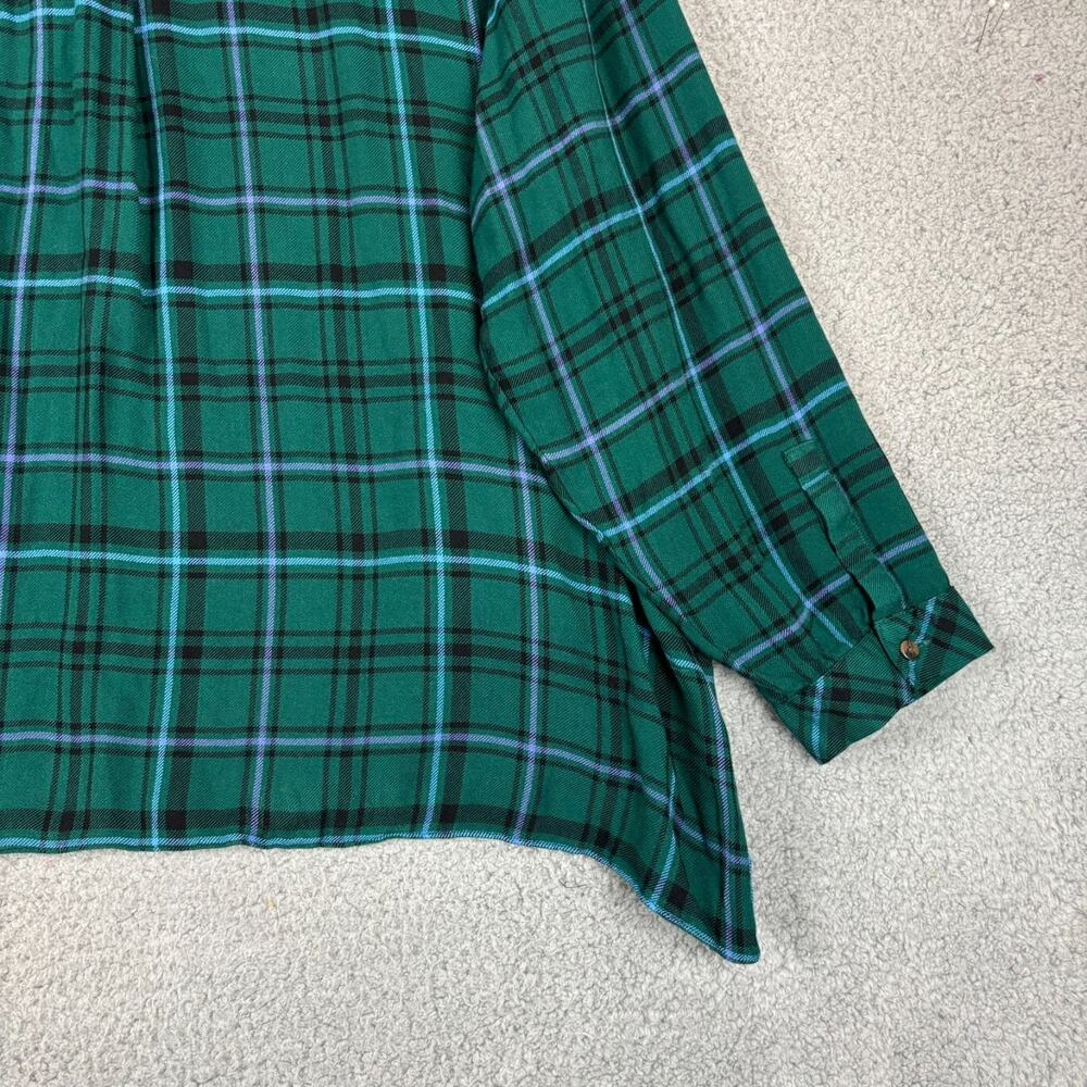 J Jill Tunic Top 4X Green Plaid Pockets Flowy Roomy Collared Long Sleeve Soft - Picture 9 of 12